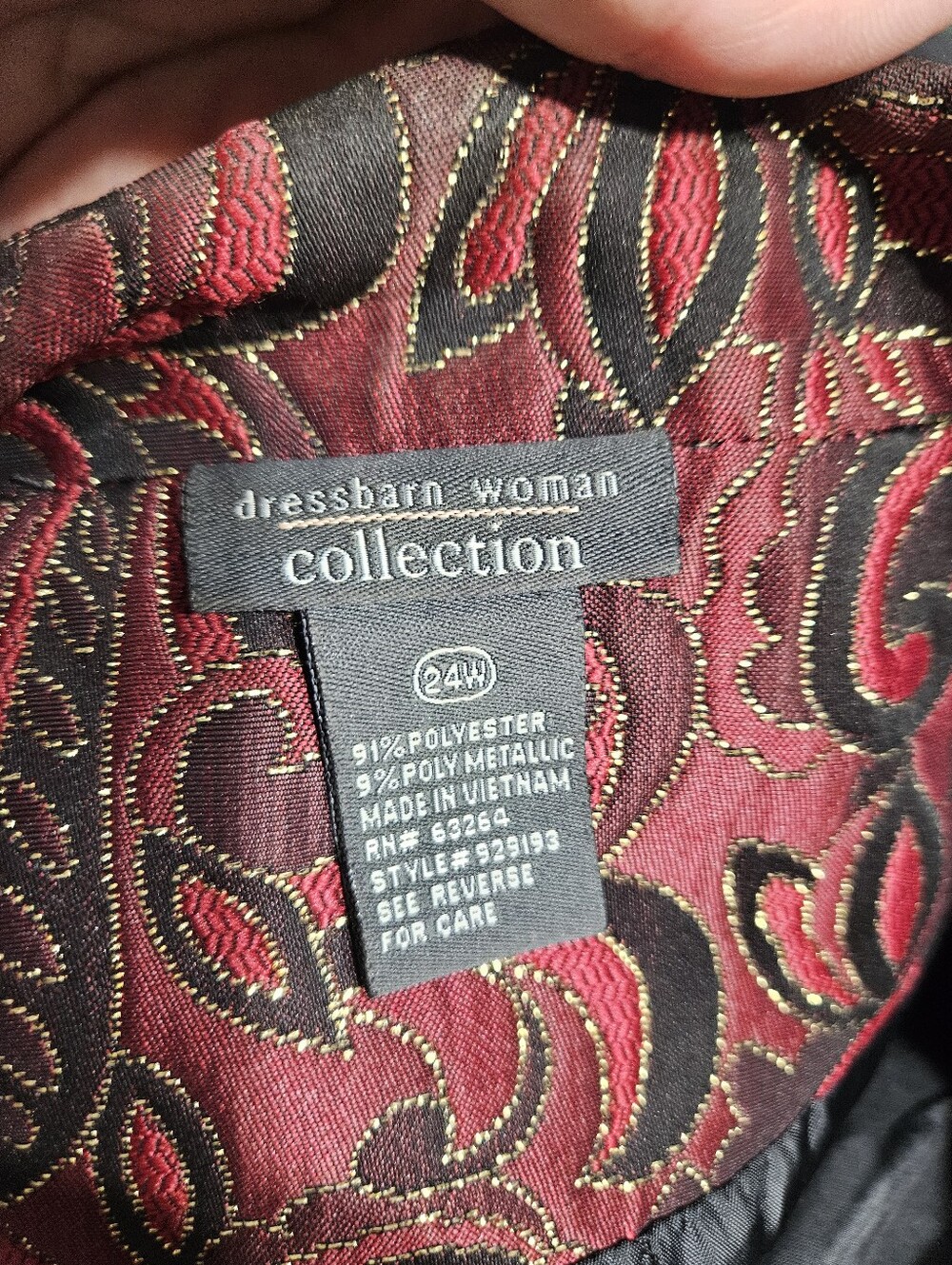 Dressbarn Metallic Tapestry Jacket 24W - Picture 4 of 4